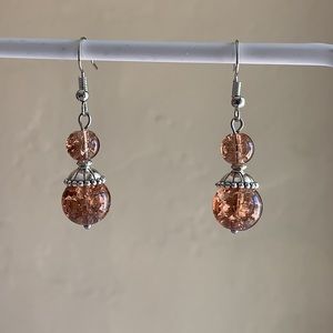 21223 ⭐️Rose crackle glass earrings ⭐️